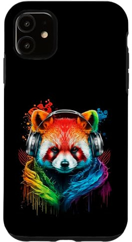 Rainbow Dj Red Panda With Headphones Case for iPhone 11