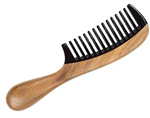 FRCOLOR Haarkamm Aus Sandelholz Und Horn Antistatischer Massagekamm Mit Rundem Griff Naturholzkamm Für Kopfhautmassage Und Haarschutz