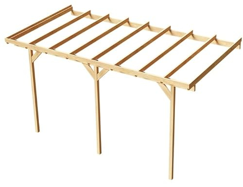 Wood & Play Wandgaragenüberdachung aus Holz - Qualitätshandwerk - Selbstmontage - 300 x 604 cm - Polycarbonat Trapezblech - 3m - Transparent