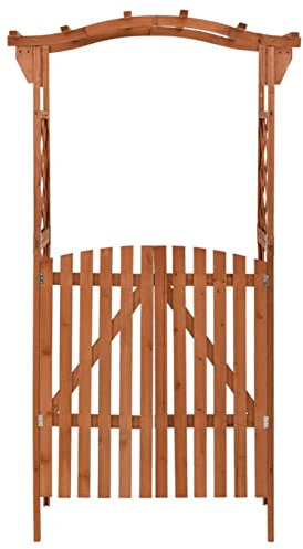 Homgoday Pérgola con Puerta Madera Maciza de Abeto 116x40x204 cm