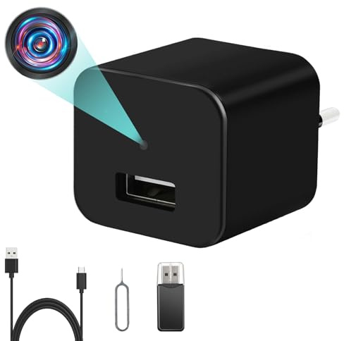 LXMIMI Dold USB HD 1080P mini spionkamera, USB-laddare dold kamera, spion dold kameraladdningsadapter som stöder rörelsedetektering och loop-inspelning (svart)