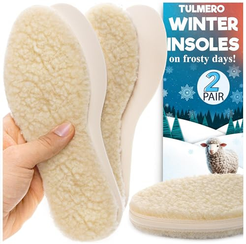 2 pares de plantillas de piel de cordero, plantillas térmicas para zapatos, plantillas térmicas de lana y espuma de látex, suela de invierno – TULMERO Talla 41