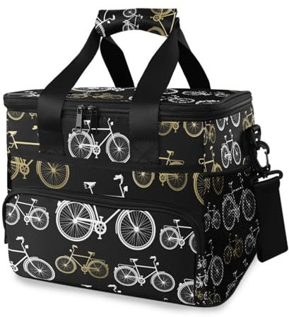 Goldene Fahrrad-Kühltasche, isolierte Picknicktasche, große Lunchbox, wiederverwendbare Tragetasche, weiche Seiten, tragbar, Strandkühler, Lebensmittel, Camping, Reisen für Erwachsene, Männer und