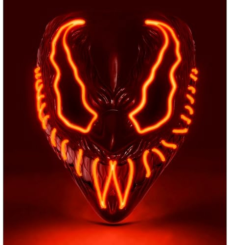 W WIDMANN MILANO Party Fashion - LED Totenkopf Maske | Leuchtendes Skelett- und Schädel-Design, gruseliges Kostüm-Accessoire, Kostümzubehör für Halloween & Karneval