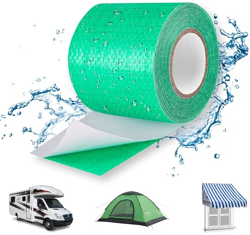 Lechin Ruban Adhésif, 5,7cm x 10m Scotch etanche eau, Ruban Adhésif Etanche, Ruban etancheite pour Réparer Bache de Camion ou de Serre, Toile de Tente ou Tonnelle, PE, Vert