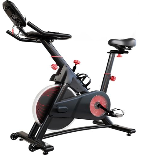 JUMMICO Exercise Bikes for Home Use,Exercise Bike Indoor with Stepless Magnetic Resistance, Stationary Bike with LCD Monitor,Tablet Stand and Cup Holder, Cardio Training Bike 350 LBS Capacity