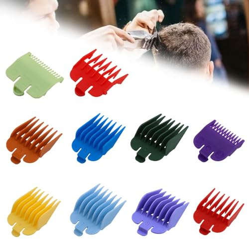Ersatz-Haarschneidekamm für die meisten Haarschneidemaschinen, mehrfarbig, mit Staubbürste, Kämme, Ersatzschutz, verschiedene Größen, Begrenzungskamm für die meisten Haarschneidemaschinen, 10 Stück