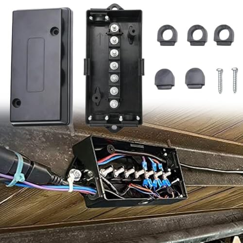 7 Way Electrical Trailer Junction Box, Weatherproof 7 Gang Trailer Wire Connection Box, Work With Various Types Of Trailers, Black