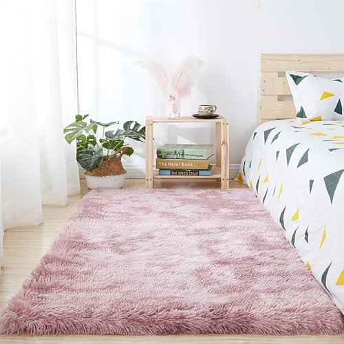 XUEDNGM Teppich Flauschig Langflor Teppich 250 x 280 cm Langflor Wohnzimmerteppich rutschfest Fellteppich Waschbar Flauschig Weich rutschfest Moderne Deko für Wohn Schlafzimmer, Pink Lila