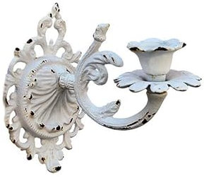 Ensemble de 2 bougeoirs muraux en Fonte, bougeoir Suspendu Shabby Chic for Mur, Appliques murales à Bougies, décoration de cheminée de Salon(White)