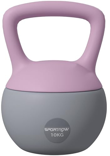 SPORTNOW Kettlebell souple, 10 kg avec poignée antidérapante pour l'entraînement à domicile, musculation et renforcement musculaire, violet et gris