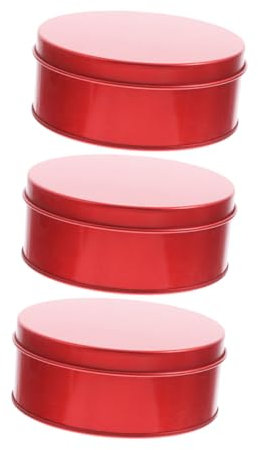 WEKADRIN 3pezzi Metallo Rosse Per Biscotti e Caramelle Contenitori Eleganti Per Conservare Dolci e Regali Per Eventi Speciali e Festività