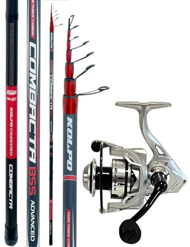 kolpo kit combo da pesca in mare lago con galleggiante bombarda o fondo con canna 4.00 mt e mulinello