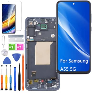 Écran pour Samsung A55 5G A556B TFT Noir avec Cadre | Sans Empreintes Digitales，avec Kit de réparation，TFT LCD，Affichage HD，Remplacement d'écran,pour Modèle:A556V A556B/DS