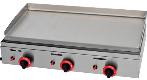 Commercial Gas Griddle 3 Burners 8.25kW Smooth Plate - PG800 Hot Plate Cooking Bacon, Eggs, Burgers and Steaks - Premium Cooking Range