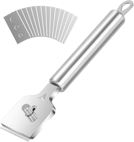 Feldschaber mit ergonomischen Griff feldschaber Metall, Schaber Feld mit 24 Pcs Ersatzklingen, Glasschaber Feld, Kochfeldschaber, Feld Kratzer Entfernen für Reinigung Von Backofen