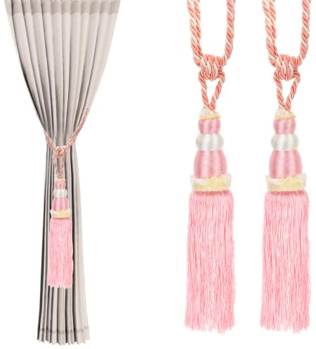PATIKIL Nappe per Tende con Nappa, 2 Pezzi 28 Forma Zucca Cordone con Nappa, Legacci per Tende Fatti A Mano Cordone Decorativo per Casa, caffè, Ufficio, Rosa