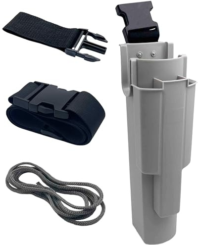 Window Cleaning Holster with Belt, Removable Side Bucket, Detachable Squeegee Holder Tool, Carry Multiple Tools on Waist, Ideal Cleaners Kit, Grey