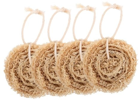 KOCKSHION 4piezas Esponjas Lufa Naturales para Cocina Estropajo Lavavajillas Multipropósito Absorbentes y Secado Rápido Respetuosas Piel y Superficies Fácil Almacenaje Colgante