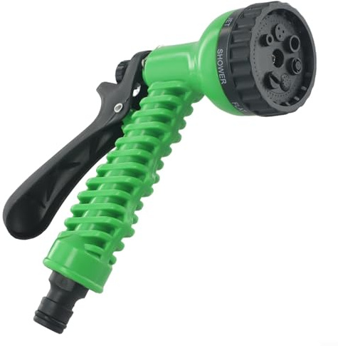 Homeponnew Spruzzatore per tubo da giardino, 7 modalità di spruzzo, attacco ad alta pressione, per la pulizia dell'auto, giardinaggio, irrigazione prato, piante, fiori, verde, blu (verde)