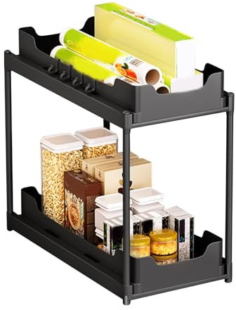 Organizador Bajo El Fregadero, Estante Deslizante Para El Organizador De Muebles - Estante De Almacenamiento Deslizante De 2 Niveles, Organizadores Y Almacenamiento Debajo Del Lavabo Para El