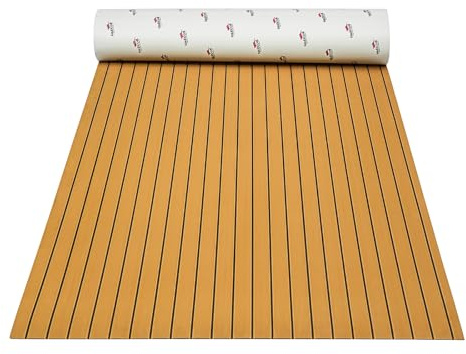 Nauticoat Eva Bootsbelag, Selbstklebender Eva Schaum Bootsbodenbelag, Rutschfester Teak Bootsbelag 240cm x 110cm/60cm für Deckboot, Jon-Boote, Wohnmobile und Schwimmbäder