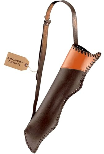 Archery Crafts Carquois en Cuir Marron – Porte-flèches Taille/Hanche avec Sangle réglable – Fait Main pour tir à l’Arc et Chasse.
