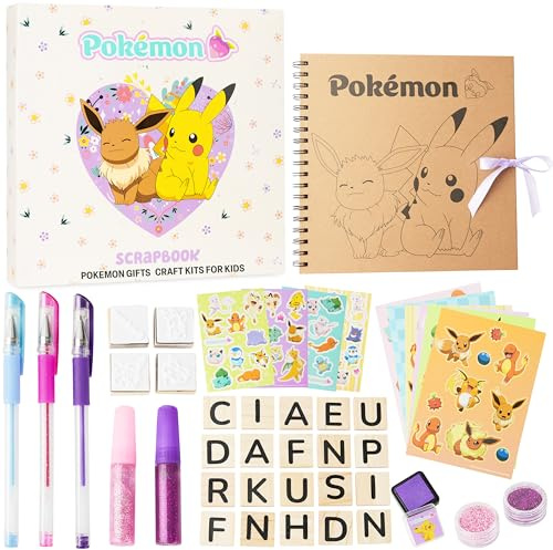 Pokemon Scrapbook Set für Kinder, DIY Bastelset mit Sticker, Karten, Glitzer, Stempel und Zubehör, Kreatives Geschenke für Jungen und Mädchen