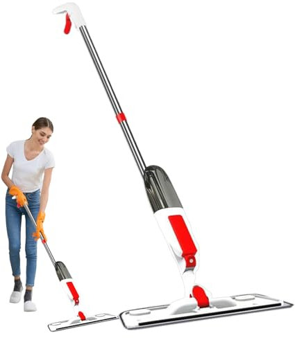 Dtaigou Trapeador en aerosol para limpieza de suelos, limpiador de suelos húmedo y seco, mopa giratoria lavable para dormitorio, baño, apartamento, garaje, hogar