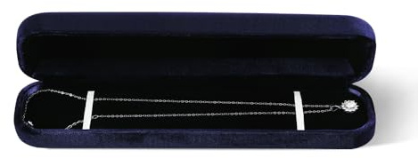 Dansmiy fjädrande sammetsring örhängen armband halsband displaybox, resor mini smycken organiseringsfodral (blå, lång kedjelåda)