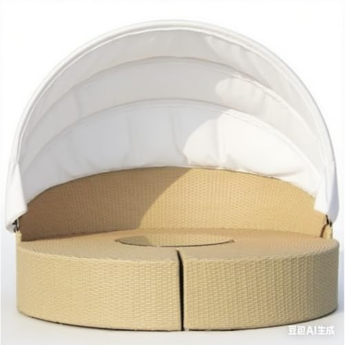 Ersatzdach Für Sonneninsel Im Außenbereich – Passgenaue Überdachung Für Rundes Rattan-Tagesbett – Wasser- & UV-beständig, Ideal Für Gartenmöbel-White