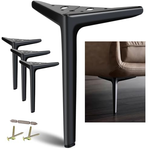 SunVFaFa Möbelfüße Schwarz 25 cm, Metallfüße für Möbel 4 Stück, Moderne DIY Kurze Schrankbeine, Metall Schrank Füße für Möbel Kommode Sideboard Nachttisch Sofa Couch