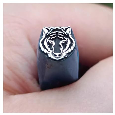 CYHTYM Schlagzahlen 8 mm 10 mm Schmuck Leder Metall Stempel Design Stempel Werkzeug, Tiger Muster, verwendet für Anhänger, Armbänder, Ringe, Gürtel(Pattern 2,10mm)