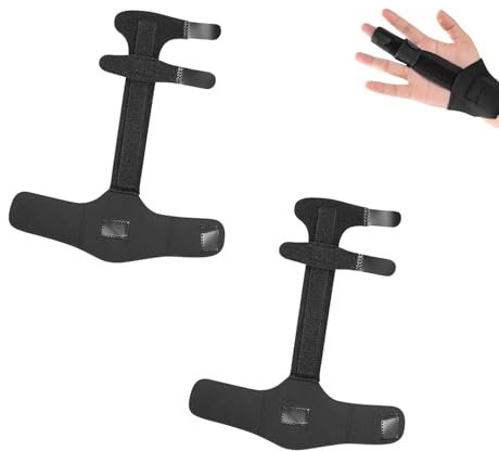 SIXHAOBU 2 st stabil fingerskena med aluminiumstöd, triggerfingerhylsa, universellt bandage för långfinger, ringfinger, pekfinger, andas för dagligt bruk och kontorsarbete