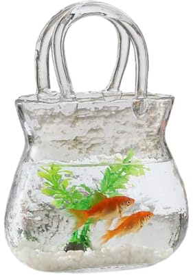 ECVGHD Clear Glass Vase Fish Bowl Container Table Purse Vase for Flower Fish