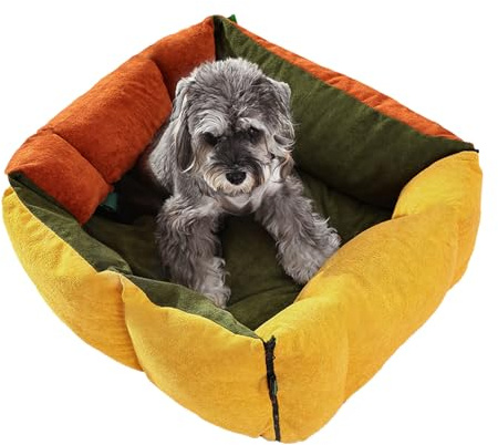 Ruhnjyg Hunde-Autobett, weiches 2-in-1- -Zubehör mit Taschen und Sicherheitsgurt, Autositz, für Reisen, SUV, hinten, Roadtrip, tägliches Pendeln, Welpen, Innenbereich, Golfwagen