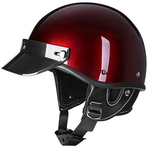 Casco Da Motociclista Retrò Caschi Cromwell Da Moto Mezzo Casco Scooter Caschi Jet E Demi-Jet Omologato DOTECE Caschi Scodella Stile Tedesco Per Adulti Uomini Donne D,XL:61-62CM