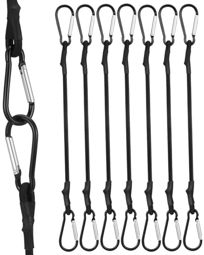 8 Pezzi Corde Elastiche con Gancio – 30 cm Cinghie Elastiche con Chiusura di Sicurezza, Elastica con Gancio per Teloni, Tende da Sole, Bagagli, Bicicletta, Auto (Nero)