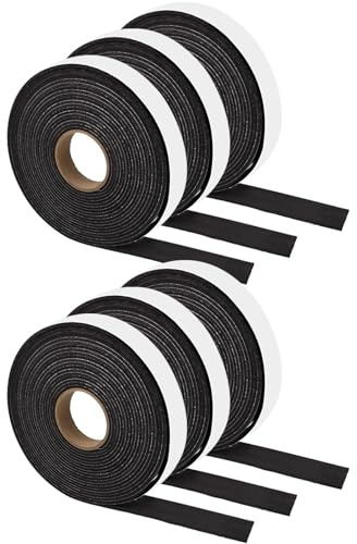 ALONK 6 Rollen Filzgleiter Selbstklebend 22mm(B) x 3mm(D) x 2m(L), Schwarz Filzband Selbstklebend für Möbel Schützen Fenster Abdichten DIY