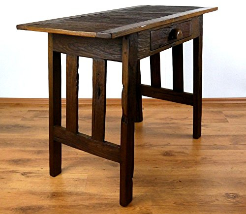 livasia Couchtisch aus Teakholz – 100x50x75cm – Beistelltisch Holz mit Rustikalem Design, Handgefertigt in Java, Nachhaltiges Holz im Teakholz Planken Stil mit Schublade, Sekretär