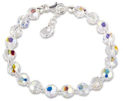 Schöner-SD Bracelet en perles de cristal 7 mm Couleur cristal aurore boréale, 18 centimeters, Verre, Cristal