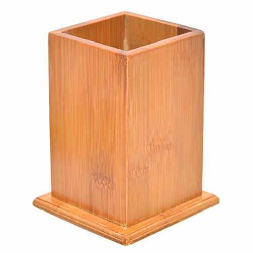 Medifier Pot à crayons carré en bambou - Organiseur de bureau et support - Couleur originale