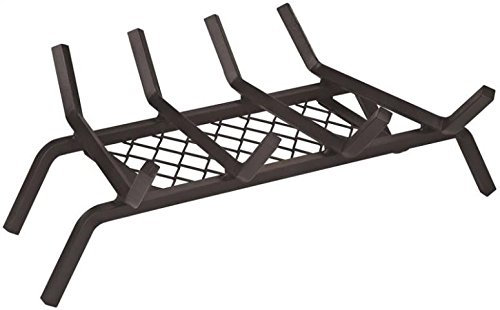 Rocky Mountain Goods - Griglia per camino con fermo a brace, in ghisa resistente da 1,27 cm, trattata termicamente per fuochi più caldi, fermo per incendi più efficienti, con saldatura (45,7 cm)