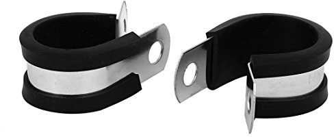 Sourcingmap 20mm Dia EPDM Rubber Lined P Clips Cable Hose Pipe Clamps Holder 2pcs