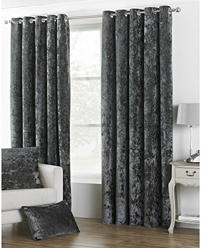Riva Paoletti Verona Ringtop Occhielli Tende (Coppia) - Pewter Grey - Vellutato - Crushed Velvet di Sguardo 100% Poliestere - 229 Centimetri di Larghezza X 229 Centimetri Goccia (90 X