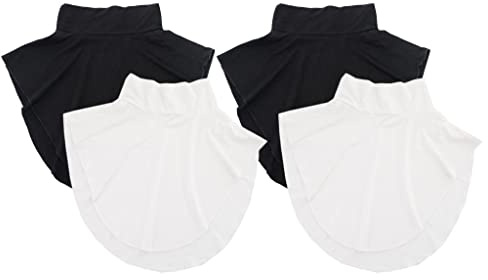 F Fityle 4pcs Damen Falscher Kragen Baumwolle, Muslim Rollkragen, Abnehmbarer Kragen Damen Warm, Women Turtleneck Collar, Warm Blusenkragen Einsatz für Formelle Kleidung Blusen Pullover