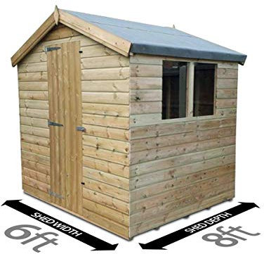 Total Sheds 6x8 Apex Shed 8ft (2.4m) x 6ft (1.8m) Garden Shed Timber Shed