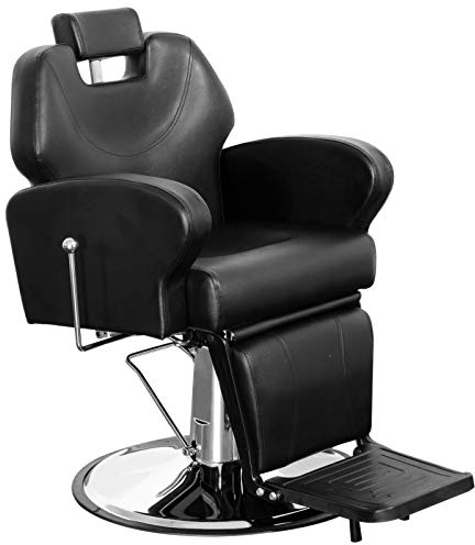 Barberpub Friseurstuhl Friseursessel, 360° Drehbar & Höhenverstellbar, mit Hydraulikpumpe, Friseureinrichtung, Heavy-Metal-Industriestil, Kunstleder 8907BK