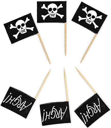 Pirate Flags Party Food Picks Party Food Decorations Cocktail Sticks Pick Cupcake Party Table Food Décor Pack of 50