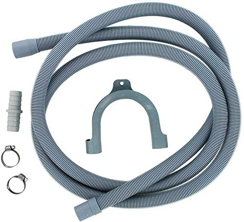 2.5m Universal Drain Hose for Washing Machines/Dishwasher Right Angle End, 9mm / 21mm Connection – Fits Most Brands